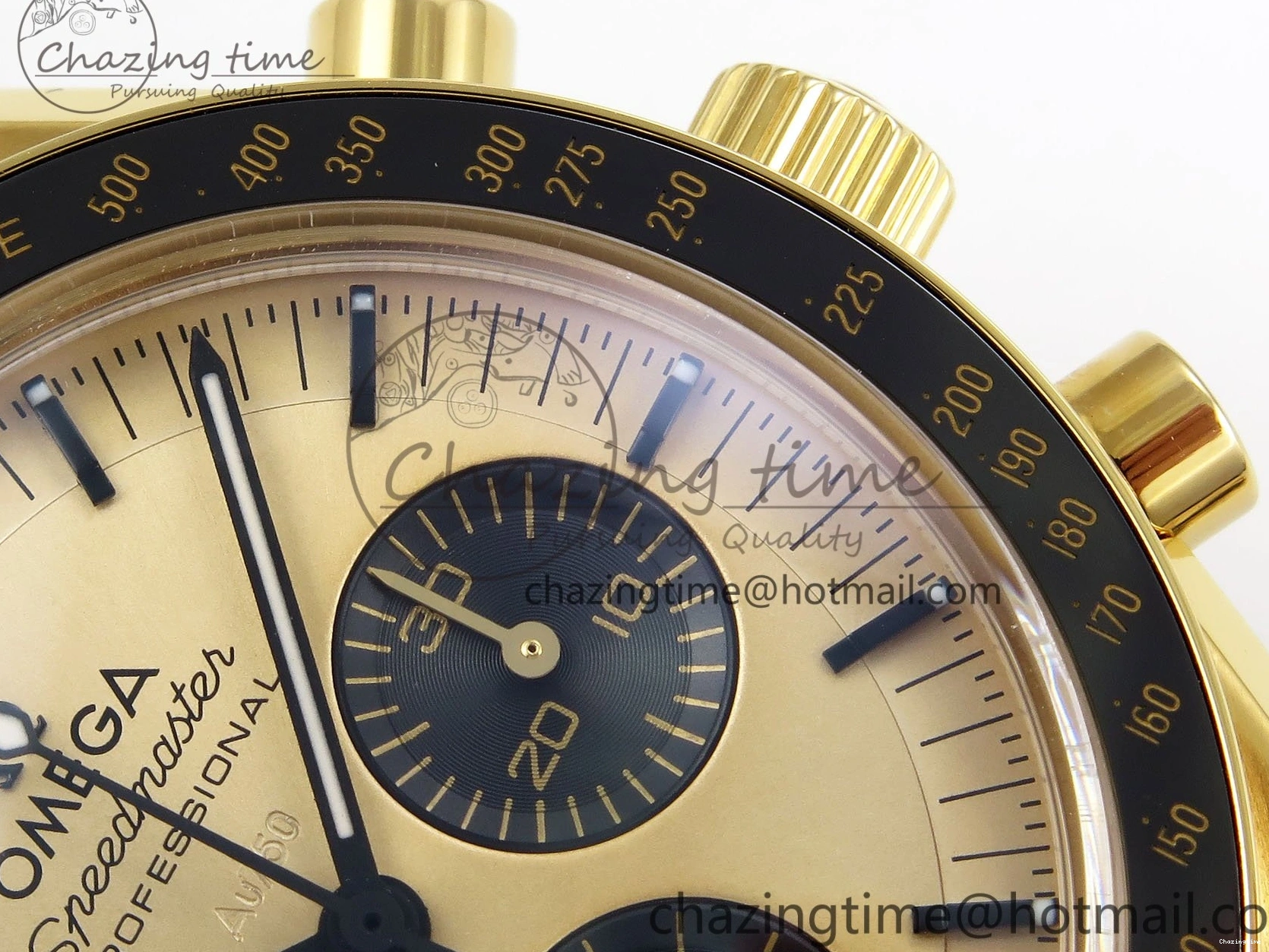 0204 Speedmaster YG RMF Best Edition YG Black Dial on YG Bracelet Lemania HW Durable 7725